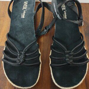 Dr Weil Orthaheel Serenity Ankle Strap Wedge Sandals Black Women's Size 9